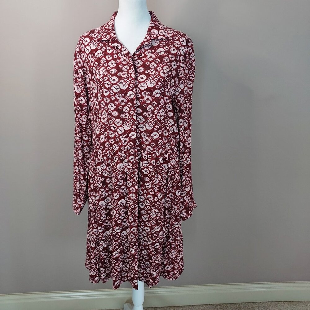 Indi & Cold Sam Sebastian Motif Print Long Sleeve Midi Dress Size Small NWOT